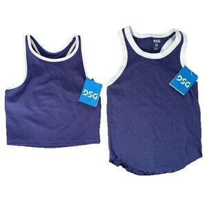 DSG Girls Indigo Blue White Tank Top XS Moisture Wicking Bundle